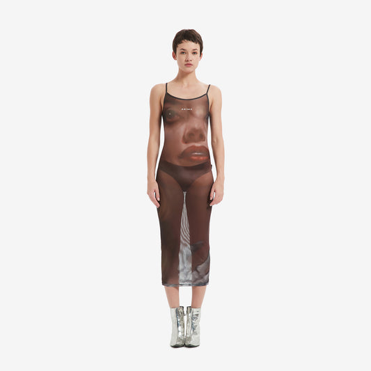 DESERT CRUCIFIX MESH MIDI VISION DRESS